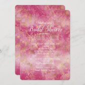 ブルゴーニュさくらんぼピンク金ゴールドブライダルシャワー 招待状 (正面/裏面)