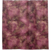 ブルゴーニュさくらんぼ金ゴールドグリッターグリッツ シャワーカーテン (正面)