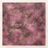 ブルゴーニュさくらんぼ金ゴールドグリッタースパークル ガラスコースター (正面)