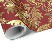 ブルゴーニュで光沢のあるフェイク金ゴールドの湿気 ラッピングペーパー (ロールコーナー)