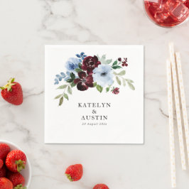 ブルゴーニュで埃っぽいブルー結婚フローラ スタンダードカクテルナプキン