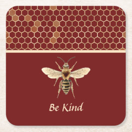 ブルゴーニュで親切なハチとハチの巣を作る スクエアペーパーコースター