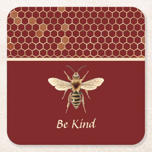 ブルゴーニュで親切なハチとハチの巣を作る スクエアペーパーコースター (正面)