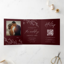 ブルゴーニュとアイボリーのボタニカル エレガントな結婚式
