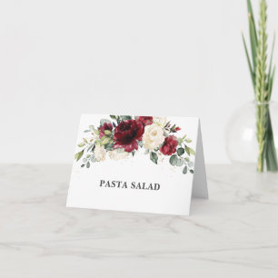 ブルゴーニュとアイボリーの花柄が可愛いレストランウェディングテント招待状 カード
