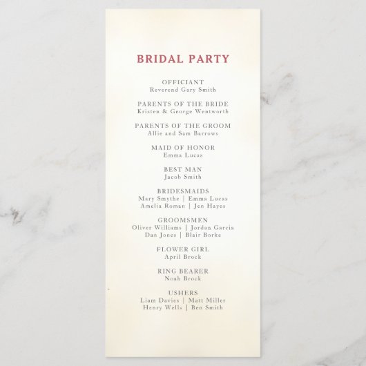 ブルゴーニュとアイボリーエレガントフローラ プログラム (裏面)