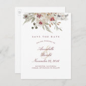 ブルゴーニュとアイボリーフローラ日付を保存 案内ポストカード (正面/裏面)