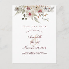 ブルゴーニュとアイボリーフローラ日付を保存 案内ポストカード