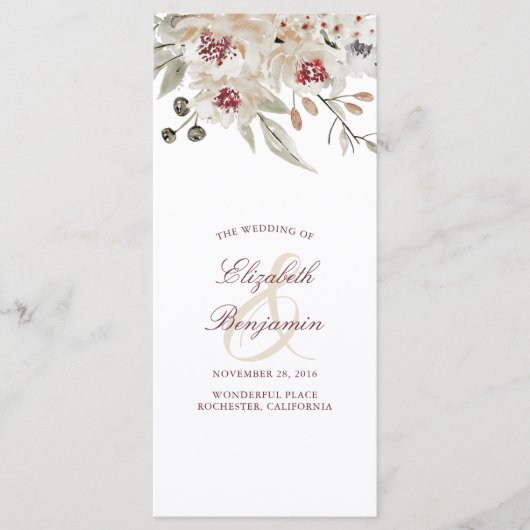 ブルゴーニュとアイボリーフローラ結婚式 プログラム (正面)