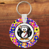 ブルゴーニュとアイボリーリボンペンギン キーホルダー (正面)