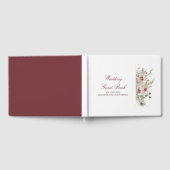 ブルゴーニュとアイボリー結婚フローラ ゲストブック (全面)