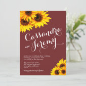 ブルゴーニュとイエローサンフラワーの結婚式招待状 招待状 (スタンド正面)
