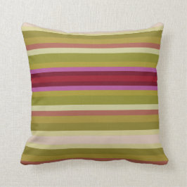 ブルゴーニュとオリーブグリーンストライプ クッション