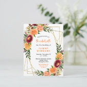 ブルゴーニュとオレンジの花の誕生日パーティー ポストカード (スタンド正面)