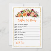 ブルゴーニュとオレンジの赤ちゃんシャワーがベビーを願う 招待状 (正面)