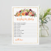 ブルゴーニュとオレンジの赤ちゃんシャワーがベビーを願う 招待状 (スタンド正面)