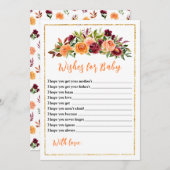 ブルゴーニュとオレンジの赤ちゃんシャワーがベビーを願う 招待状 (正面/裏面)