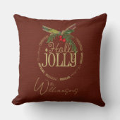 ブルゴーニュとキラキラ輝くホリーすてきクリスマス クッション (正面)