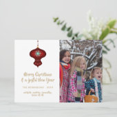 ブルゴーニュとクラフトレトロクリスマスファミリーフォト シーズンカード (スタンド正面)