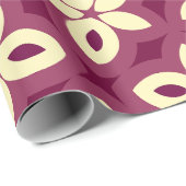 ブルゴーニュとクリームの幾何学的な花の模様 ラッピングペーパー (ロールコーナー)