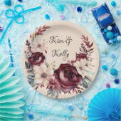 ブルゴーニュとクリームウォーターのカラーバラ結婚ズ ペーパープレート (パーティー)