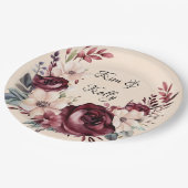 ブルゴーニュとクリームウォーターのカラーバラ結婚ズ ペーパープレート (アングル)