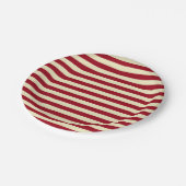 ブルゴーニュとクリームストライプの ペーパープレート (アングル)