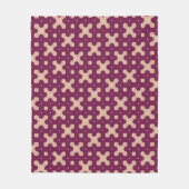 ブルゴーニュとクリーム幾何学ミニマリストパターン フリースブランケット (正面)