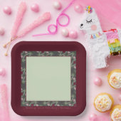 ブルゴーニュとグリーン ペーパープレート (パーティー)