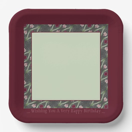 ブルゴーニュとグリーン ペーパープレート (正面)