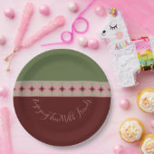 ブルゴーニュとグリーン ペーパープレート (パーティー)