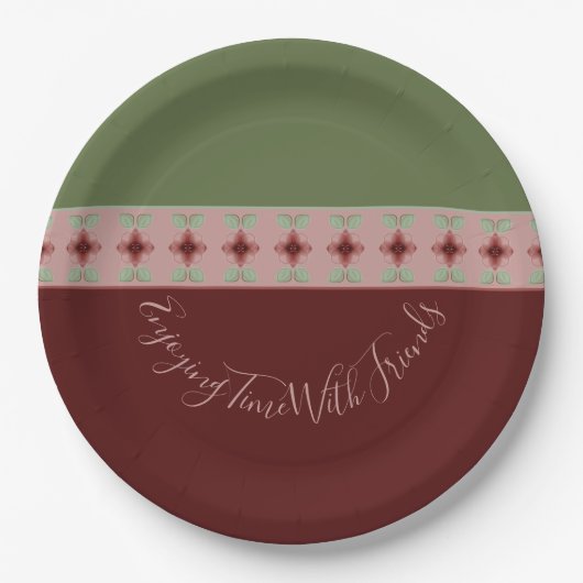 ブルゴーニュとグリーン ペーパープレート (正面)