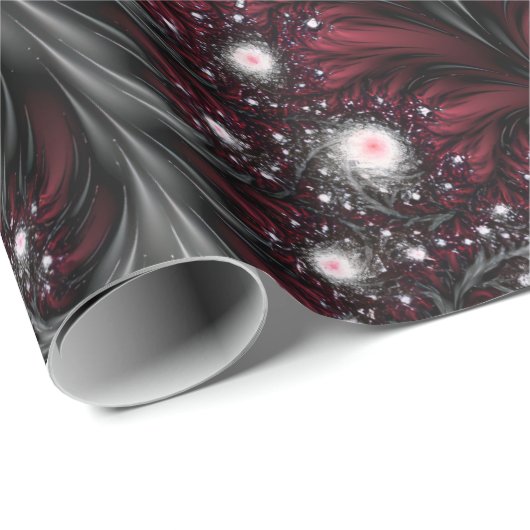 ブルゴーニュとグレイのフラクタルがメサリカッコいいングトリップ(幻覚体験)のような ラッピングペーパー (ロールコーナー)