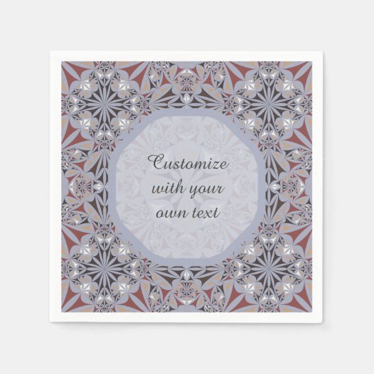 ブルゴーニュとグレイエレガントカスタム文字 スタンダードカクテルナプキン (正面)
