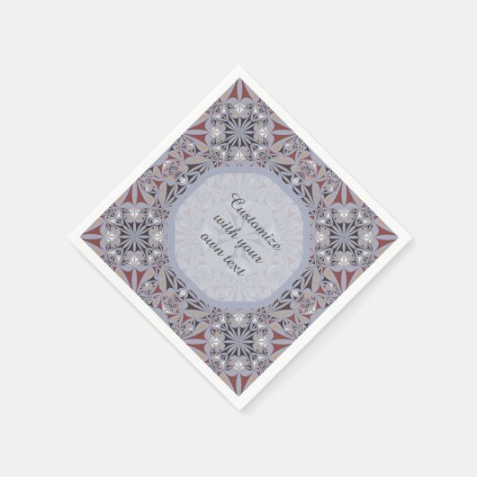 ブルゴーニュとグレイエレガントカスタム文字 スタンダードカクテルナプキン (角)