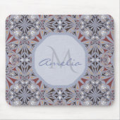 ブルゴーニュとグレイエレガントパタパーソナライズされたーン マウスパッド (正面)