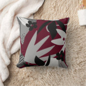 ブルゴーニュとグレイ芸術的抽象芸術葉 クッション (ブランケット)