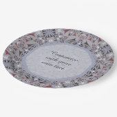 ブルゴーニュとグレーのパタエレガントーン ペーパープレート (アングル)