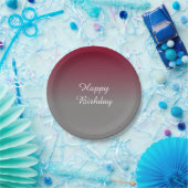 ブルゴーニュとグレーのパタグラデーションーン ペーパープレート (パーティー)