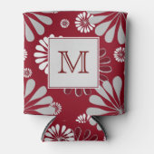 ブルゴーニュとグレーのフローラモノグラム 缶クーラー (正面)