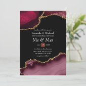 ブルゴーニュとゴールドのめのうの結婚式 招待状 (スタンド正面)
