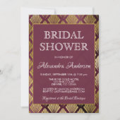 ブルゴーニュとゴールドフォイルのアールデコブライダルシャワー 招待状 (正面)