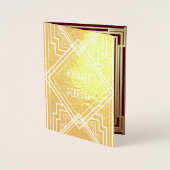 ブルゴーニュとゴールドフォイルのアールデコ結婚式招待状 箔カード (正面)