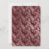 ブルゴーニュとゴールドフォイルフローラ結婚バラ 招待状 (裏面)