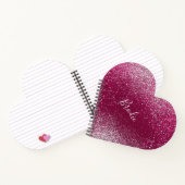 ブルゴーニュとシルバーのグリッターハート ノートブック (内部)