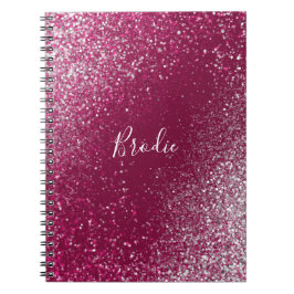 ブルゴーニュとシルバーのグリッター写真 ノートブック