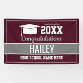 ブルゴーニュとシルバーの学校のカラー卒業 横断幕 (横)