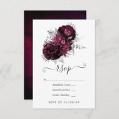 ブルゴーニュとシルバー結婚フローラ 出欠カード (正面/裏面)