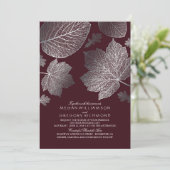 ブルゴーニュとシルバー離れのヴィンテージ秋の結婚式 招待状 (スタンド正面)