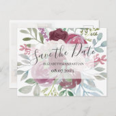 ブルゴーニュとダスティーブルーウォーターの色は日付を保存 案内ポストカード (正面/裏面)